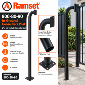 Ramset 800-80-90 In-Ground Goose Neck Post, 2" x 66" for Gate Access Control