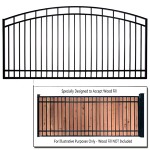 DuraGate Arch Top Driveway Gate - Single / Accepts Wood Infill - 12' W x 5' H